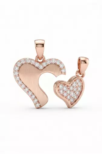 925 sterling silver rose gold interlocking heart couple pendant without chain