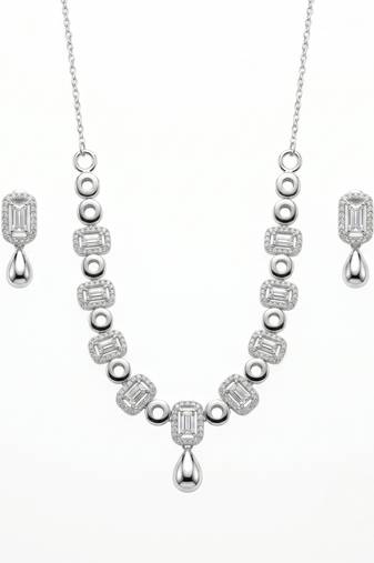 925 sterling silver emerald halo drop necklace set with earrings