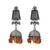 Orange beaded kundan oxidised jhumka earrings