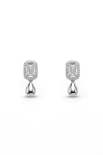 925 sterling silver emerald halo drop necklace set with earrings