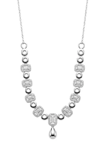 925 sterling silver emerald halo drop necklace set with earrings