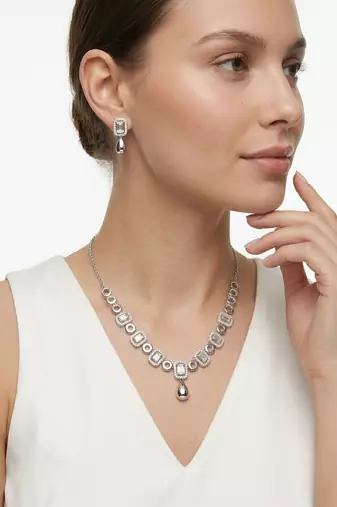 925 sterling silver emerald halo drop necklace set with earrings