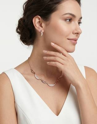 925 sterling silver rose gold crescent sparkle necklace set with earrings 1