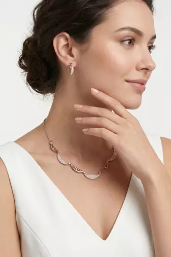 925 sterling silver rose gold crescent sparkle necklace set with earrings
