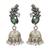 Green stone kundan oxidised jhumka earrings