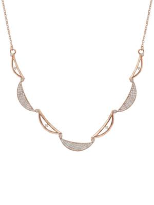 925 sterling silver rose gold crescent sparkle necklace set with earrings 2