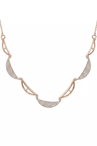 925 sterling silver rose gold crescent sparkle necklace set with earrings