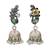 Green stone kundan oxidised jhumka earrings