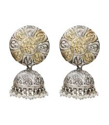 Dual tone floral jhumka earrings