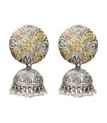 Dual tone floral jhumka earrings