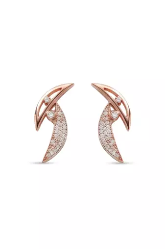 925 sterling silver rose gold crescent sparkle necklace set with earrings