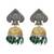Dual tone green beaded jhumka earrings