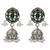 Silver plated green stone kundan jhumka earrings