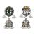 Silver plated green stone kundan jhumka earrings