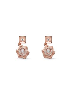 925 sterling silver rose gold floral halo necklace set with earrings 3