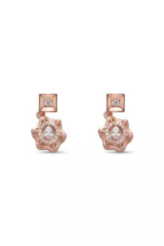 925 sterling silver rose gold floral halo necklace set with earrings