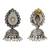Silver plated kundan pearl oxidised jhumka earrings
