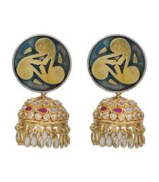 Gold plated kundan statement jhumka earrings