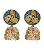 Gold plated kundan statement jhumka earrings