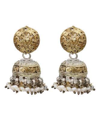 Dual tone bohemian jhumka earrings 1