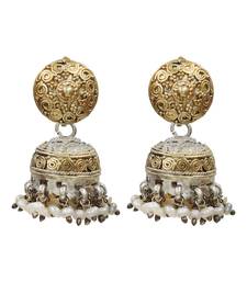 Dual tone bohemian jhumka earrings