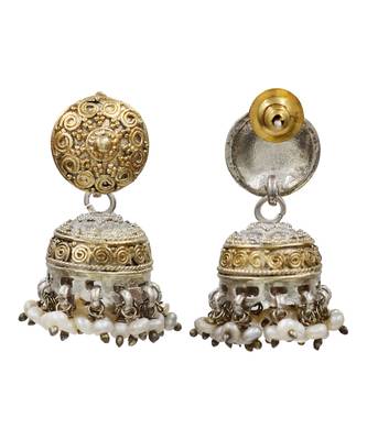 Dual tone bohemian jhumka earrings 2