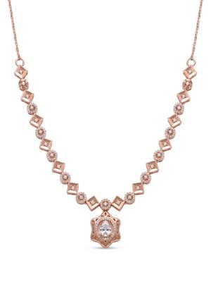 925 sterling silver rose gold floral halo necklace set with earrings 4
