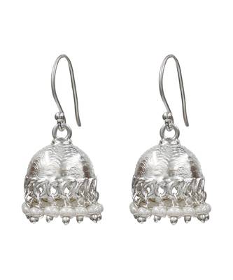 Silver plated pearl drop jhumka earrings 1