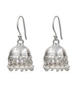 Silver plated pearl drop jhumka earrings