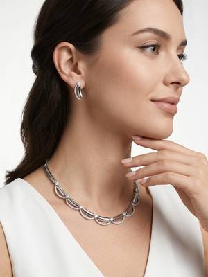925 sterling silver silver grace arc necklace set with earrings 1