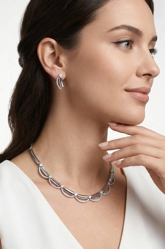 925 sterling silver silver grace arc necklace set with earrings