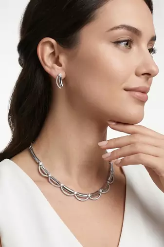 925 sterling silver silver grace arc necklace set with earrings