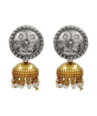 Dual tone ethnic jhumka earrings 1