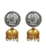 Dual tone ethnic jhumka earrings