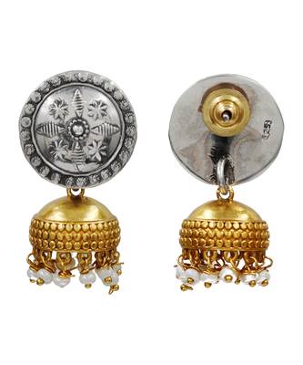 Dual tone ethnic jhumka earrings 2