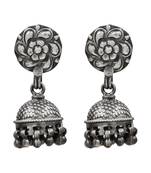 Silver plated floral jhumka earrings