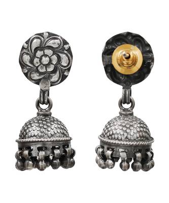 Silver plated floral jhumka earrings 2