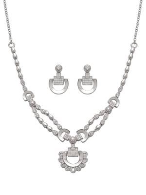 925 sterling silver celeste dual chain pendant necklace set with earrings 2