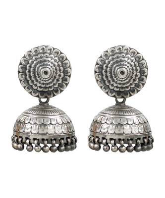 Silver plated oxidised jhumka earrings 1