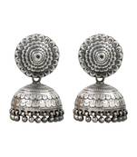 Silver plated oxidised jhumka earrings