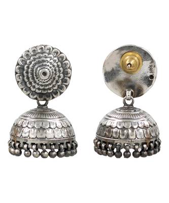 Silver plated oxidised jhumka earrings 2