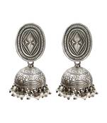 Silver plated classic oxidised jhumka earrings