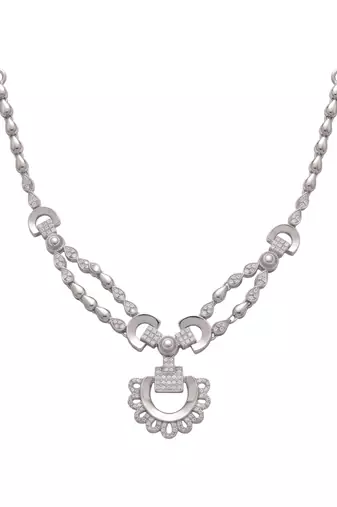 925 sterling silver celeste dual chain pendant necklace set with earrings