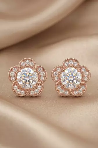 925 sterling silver blooming daisy diamond pendant set with earrings