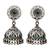 Silver plated green kundan oxidised jhumka earrings
