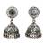 Silver plated green kundan oxidised jhumka earrings