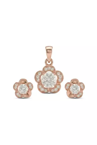 925 sterling silver blooming daisy diamond pendant set with earrings