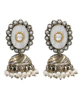 Gold plated heritage pearl jhumka earrings 1