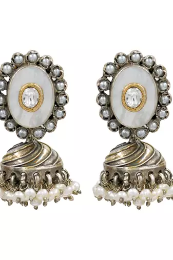 Gold plated heritage pearl jhumka earrings