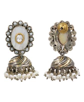 Gold plated heritage pearl jhumka earrings 2